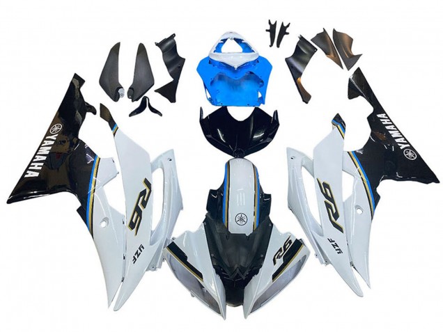 Carenado Moto Yamaha YZF 600 R6 2008-2016 - Blanco Azul Negro Brillante