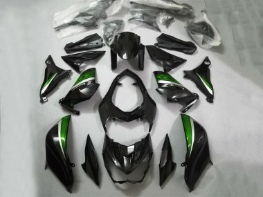 Carenados Moto Kawasaki Z800 2013-2018 - Negro Brillante Verde Plata