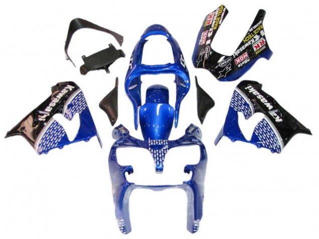 Carenados Moto Kawasaki ZX9R 2000-2001 - Azul Blanco Negro Brillante