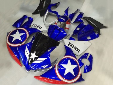 Carenados Moto Yamaha YZF R1 2009-2011 - Azul Blanco Rojo Negro Estrella Captain America