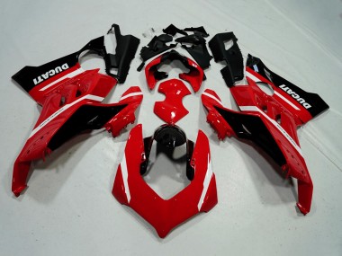 Carenados Moto Ducati Panigale V4 V4S 2020-2021 - Rojo Blanco Negro Brillante Raya