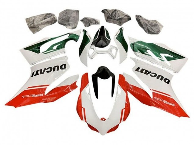 Carenados Moto Ducati Panigale 899 2011-2014 - Blanco Verde Rojo Raya