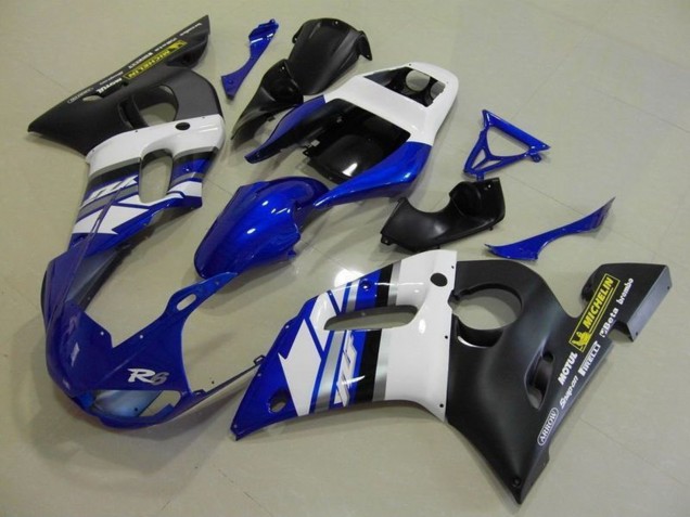Carenados Moto Yamaha YZF R6 1998-2002 - Blanco Azul Negro Mate Motul Michelin