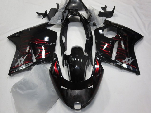 Carenado Moto Honda CBR1100XX Blackbird 1996-2007 - Negro Brillante Rojo Llama