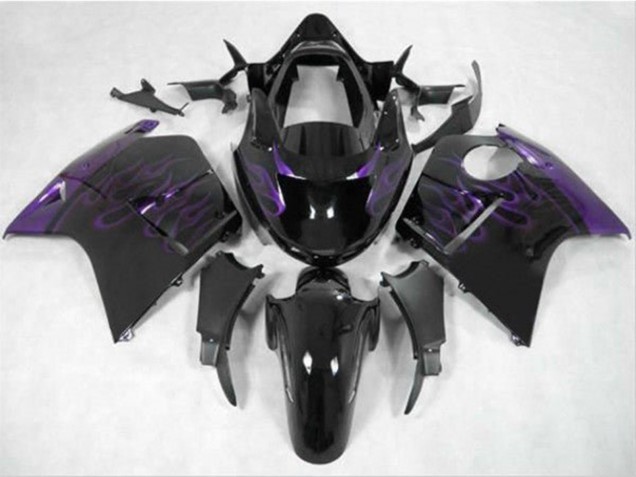 Carenado Moto Honda CBR1100XX Blackbird 1996-2007 - Negro Brillante Púrpura Llama