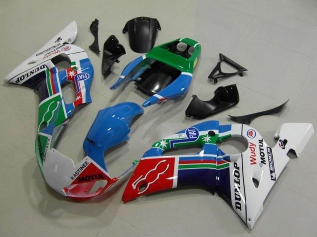 Carenados Moto Yamaha YZF R6 1998-2002 - Blanco Azul Verde Rojo Fiat Motul Michelin Dunlop