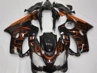 Carenados Moto Honda CBR600 F4i 2004-2007 - Negro Brillante Naranja Llama