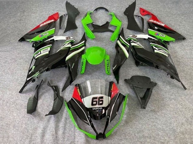 Carenados Moto Kawasaki ZX6R 2013-2018 - Verde Blanco Negro Rojo Elf 66