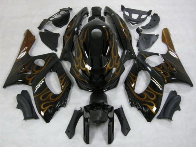 Carenados Moto Yamaha YZF600R Thundercat 1996-2007 - Negro Oro Oscuro Llama