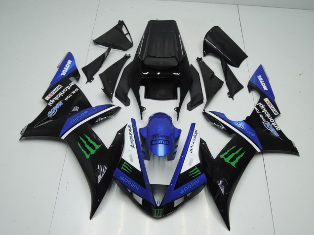 Carenados Moto Yamaha YZF 1000 R1 2002-2003 - Azul Blanco Negro Verde Motul Verde Monstruo