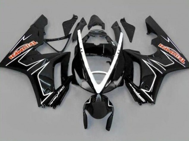 Carenados Moto Triumph Daytona 675 Triple 2006-2008 - Negro Brillante Blanco Raya