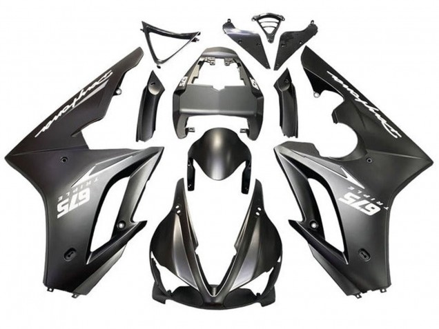 Carenados Moto Triumph Daytona 675 Triple 2009-2012 - Negro Mate Blanco Calcomanías