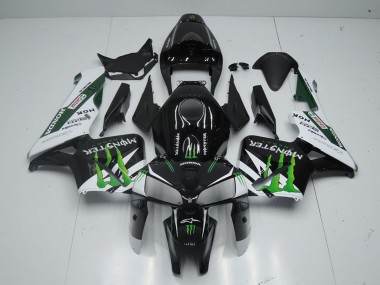 Carenado Moto Honda CBR600RR 2005-2006 - Negro Brillante Blanco Verde Monstruo