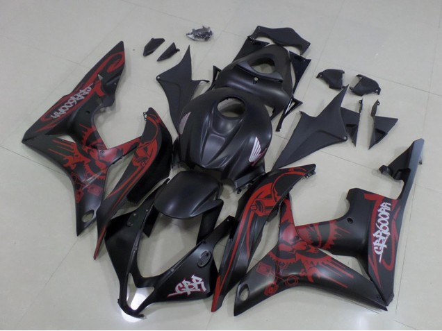 Carenados Moto Honda CBR600RR 2007-2008 - Negro Mate Rojo Cráneo