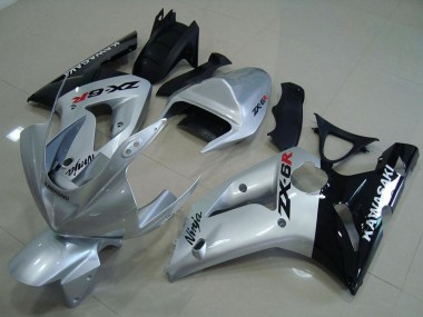 Carenados Moto Kawasaki ZX6R 2003-2004 - Plata Negro Brillante