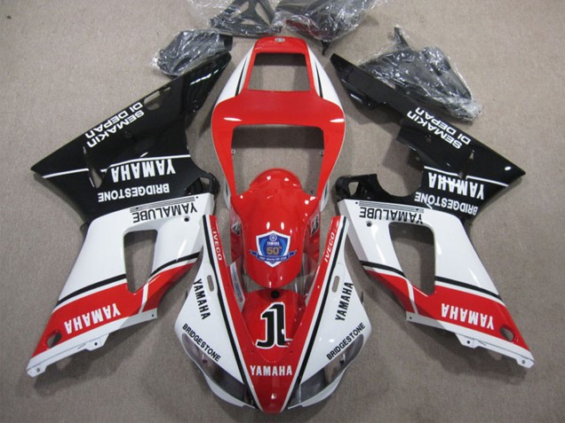 Carenados Moto Yamaha YZF R1 2009-2011 - Blanco Rojo Negro Bridgestone Yamalube Semakin Didepan