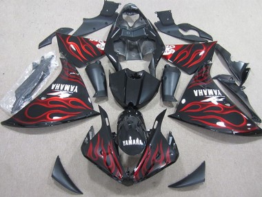 Carenados Moto Yamaha YZF R1 2009-2011 - Negro Brillante Rojo Llama