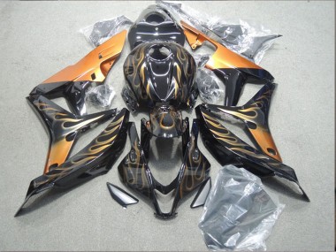 Carenado Moto Honda CBR600RR 2007-2008 - Negro Brillante Naranja Llama
