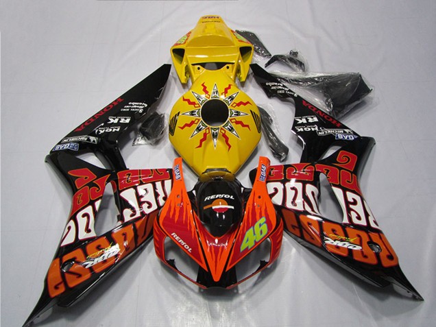 Carenado Moto Honda CBR1000RR 2004-2005 - Amarillo Naranja Negro Brillante Repsol Rossi 46