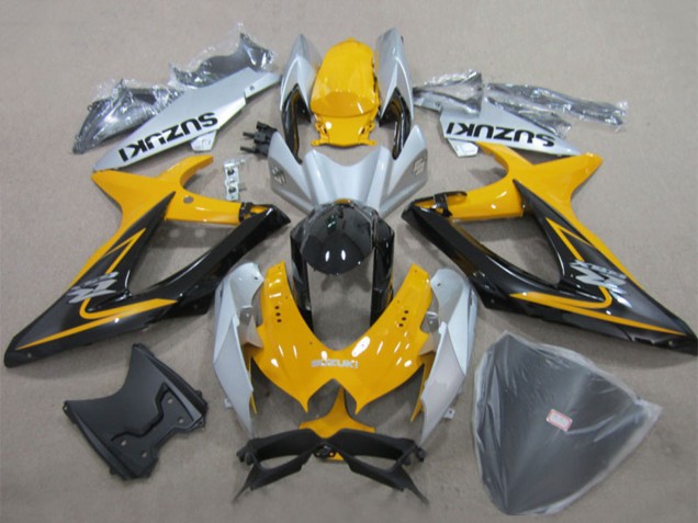 Carenados Moto Suzuki GSXR 600 2008-2010 - Amarillo Plata Negro Brillante