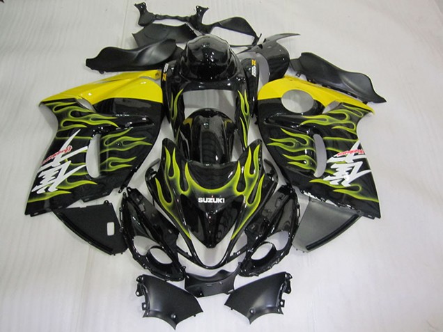 Carenados Moto Suzuki GSXR 1300 Hayabusa 2008-2020 - Negro Brillante Amarillo Llama