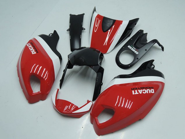 Carenados Moto Ducati Monster 696 2008-2012 - Blanco Rojo Negro Brillante