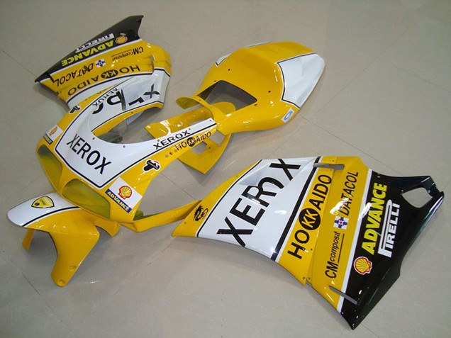 Carenados Moto Ducati 748 916 996 996S 1993-2005 - Blanco Amarillo Negro Brillante Xerox