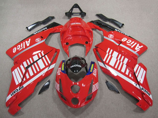 Carenados Moto Ducati 749 999 2005-2006 - Rojo Blanco Negro Brillante Alice Sandisk