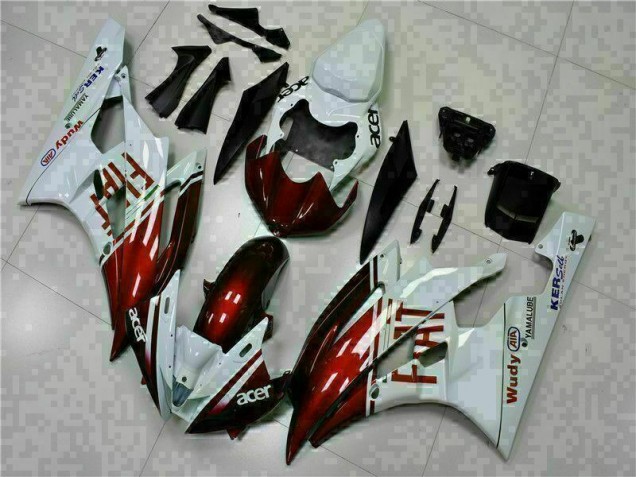 Marrón Blanco Carenado Moto Yamaha R6 2006-2007 Marrón Blanco Carenado Moto Yamaha R6 2006-2007