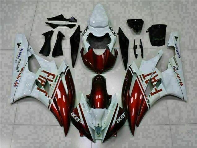 Marrón Blanco Carenado Moto Yamaha R6 2006-2007 Marrón Blanco Carenado Moto Yamaha R6 2006-2007