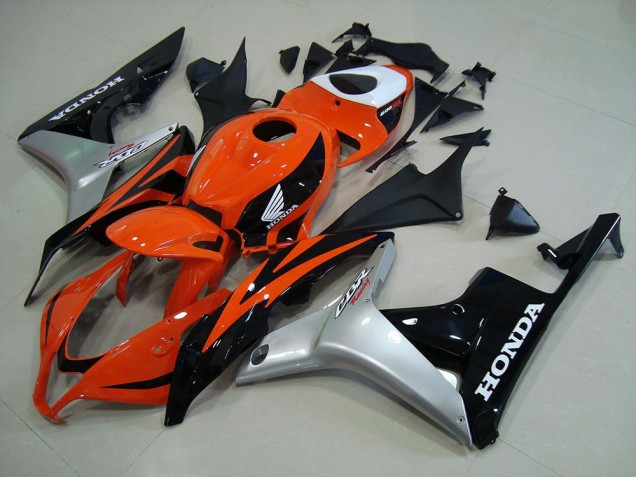 Naranja Plata Negro Inyección Kits Carenado Moto Honda CBR 600 RR 2007-2008