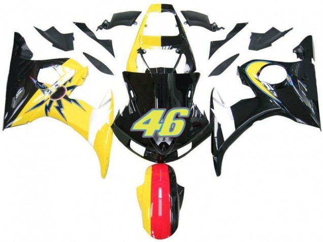 Negro Amarillo No. 46 Carenado Moto Yamaha R6 2003-2005