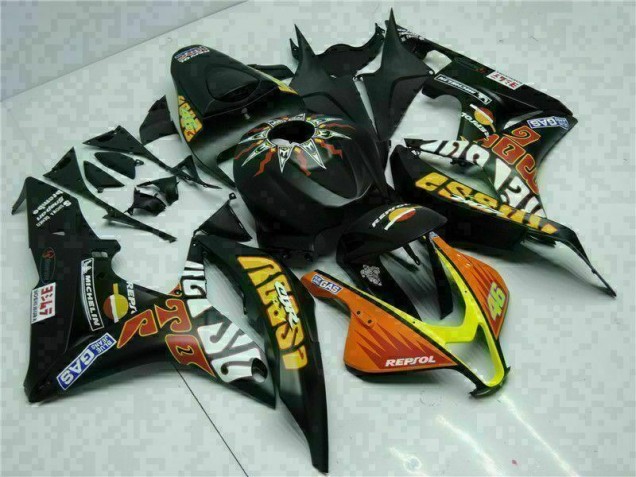 Negro Amarillo Repsol 46 Carenado Moto Honda CBR 600 RR 2007-2008