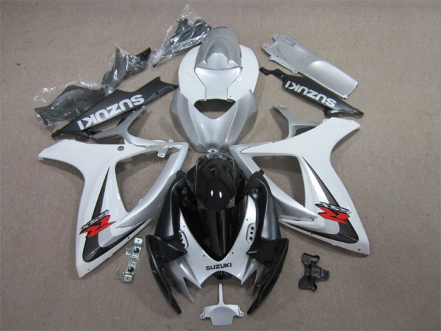 Negro Blanco Carenado Moto Suzuki GSXR 600 K6 2006-2007 Negro Blanco Carenado Moto Suzuki GSXR 600 K6 2006-2007