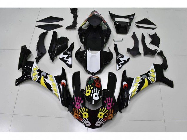 Negro Blanco Carenado Moto Yamaha R1 2015-2019