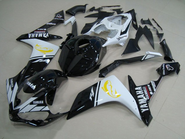 Negro Blanco Dolphin Carenado Moto Yamaha R1 2007-2008