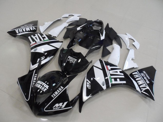 Negro Blanco Fiat ABS Carenado Motocicleta Yamaha R1 2012-2014 Negro Blanco Fiat ABS Carenado Motocicleta Yamaha R1 2012-2014