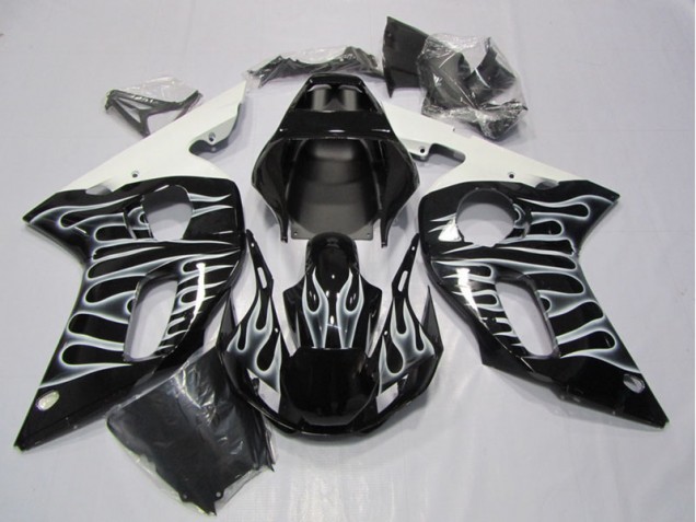 Negro Blanco Llama Carenado Moto Yamaha R6 1998-2002