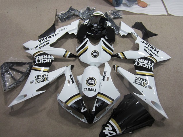 Negro Blanco Lucky Strike Carenado Moto Yamaha R1 2004-2006