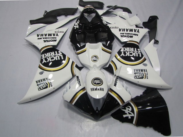 Negro Blanco Lucky Strike Carenado Moto Yamaha R1 2009-2011