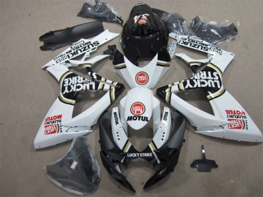 Negro Blanco Lucky Strike Motul Carenado Moto Suzuki GSXR 600 K6 2006-2007