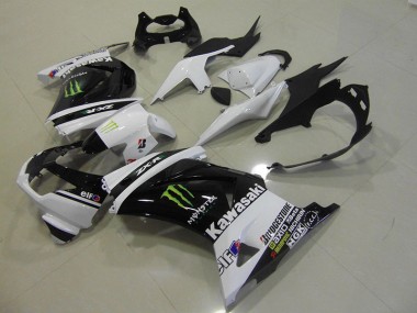 Negro Blanco Monster Kits ABS Carenado Motocicleta Kawasaki ZX 250R 2008-2012