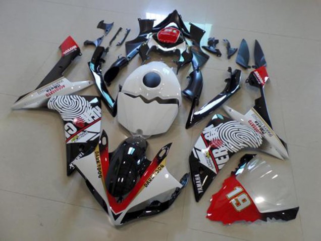 Negro Blanco Rojo Carenado Moto Yamaha R1 2007-2008