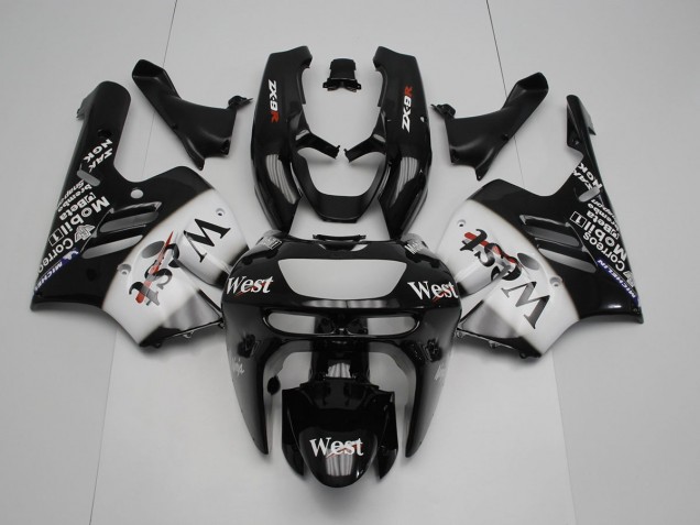 Negro Blanco West Carenado Moto Kawasaki ZX9R 1994-1997 Negro Blanco West Carenado Moto Kawasaki ZX9R 1994-1997