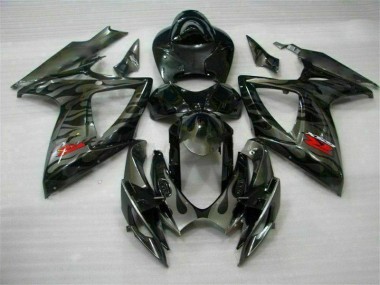 Negro Carenado Moto & Plástico Suzuki GSXR 600 / 750 K6 2006-2007