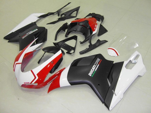 Negro Mate Blanco Rojo Carenado Moto Ducati 848 1098 1198 2007-2014 Negro Mate Blanco Rojo Carenado Moto Ducati 848 1098 1198 2007-2014
