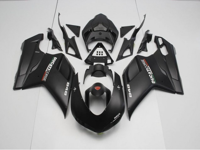Negro Mate con Blanco Calcomanías Carenado Moto Ducati 848 1098 1198 2007-2014 Negro Mate con Blanco Calcomanías Carenado Moto Ducati 848 1098 1198 2007-2014