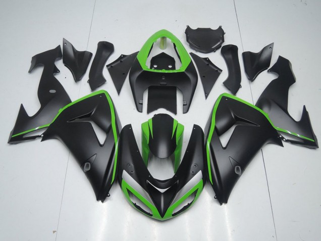 Negro Mate con Verde Line Carenado Moto Kawasaki ZX10R 2006-2007 Negro Mate con Verde Line Carenado Moto Kawasaki ZX10R 2006-2007