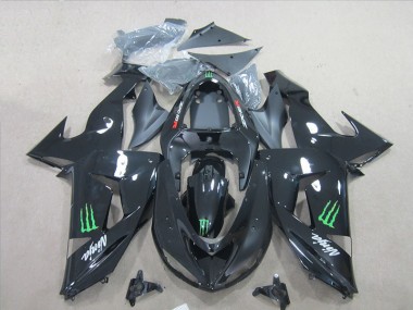 Negro Ninja Verde Monster Carenado Moto Kawasaki ZX6R 2007-2008