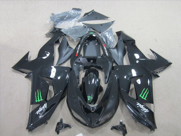 Negro Ninja Verde Monster Carenado Moto Kawasaki ZX6R 2007-2008